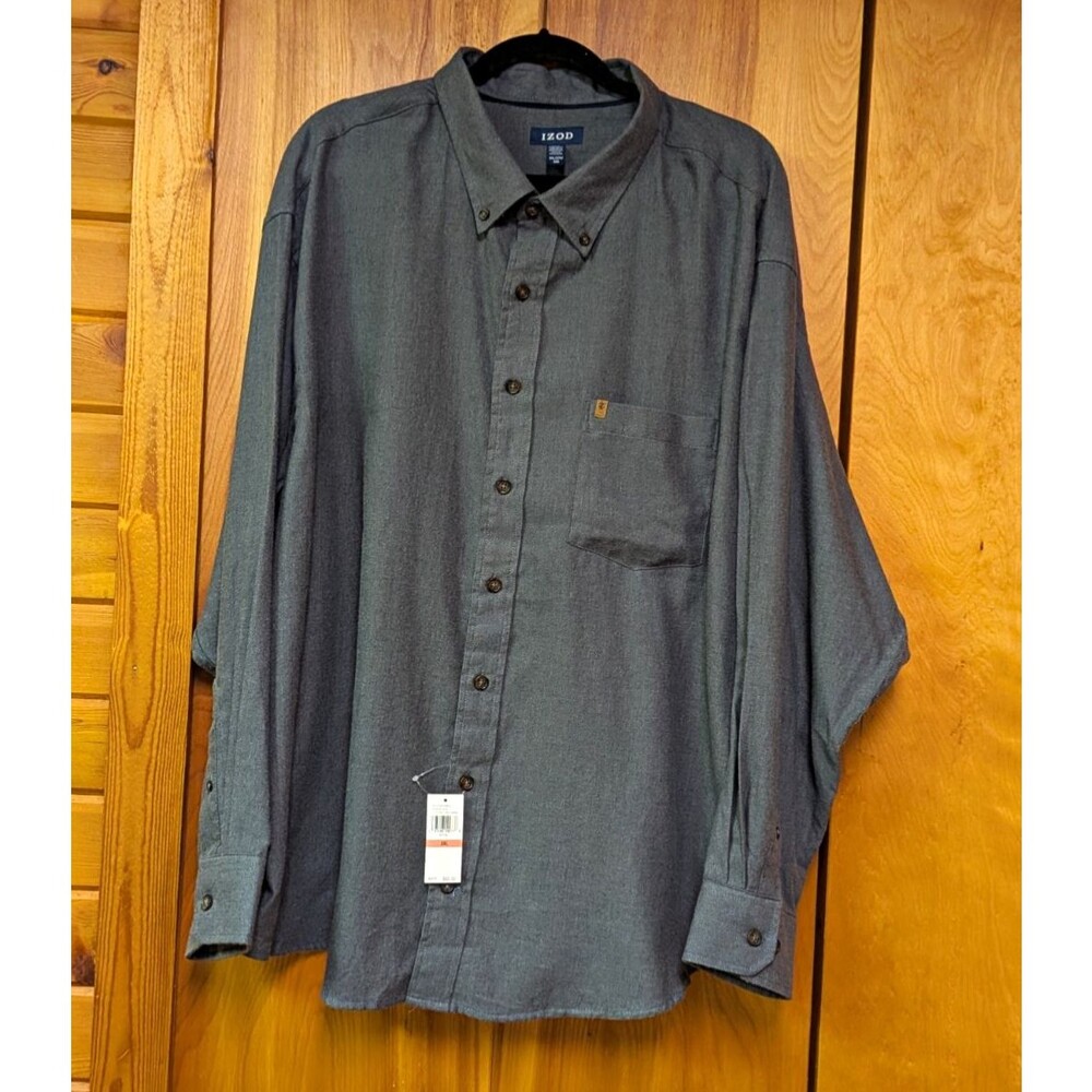 IZOD Shirt Mens 3XL Big & Tall Gray L/S Button-Down Pockets New With Tags